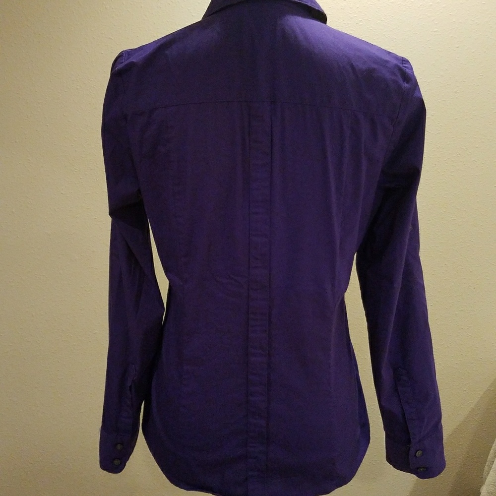 Express  royal purple/leopard print detail shirt - Picture 6 of 7